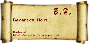 Baranics Hont névjegykártya